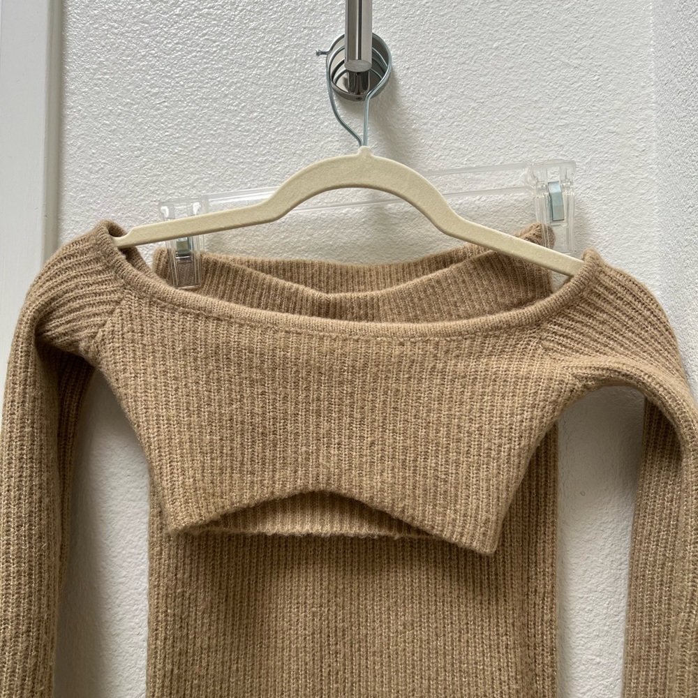 Princess Polly Tan Off-the-Shoulder Sweater and Skirt Set